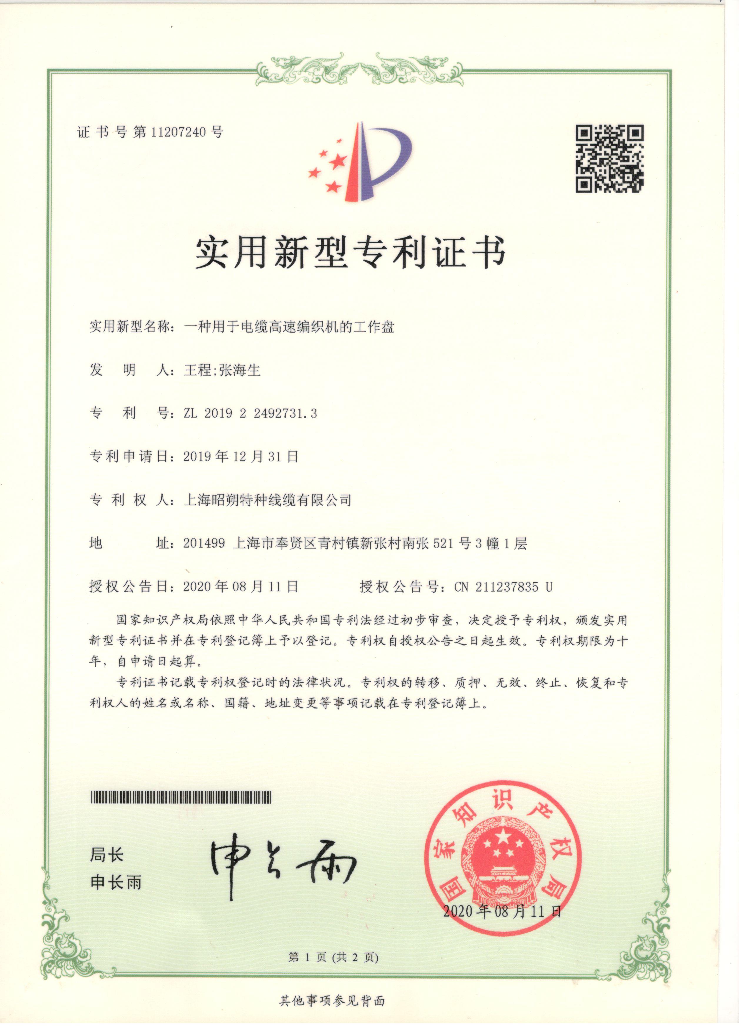 一种用于电缆高速编织机的工作盘11207240号.jpg